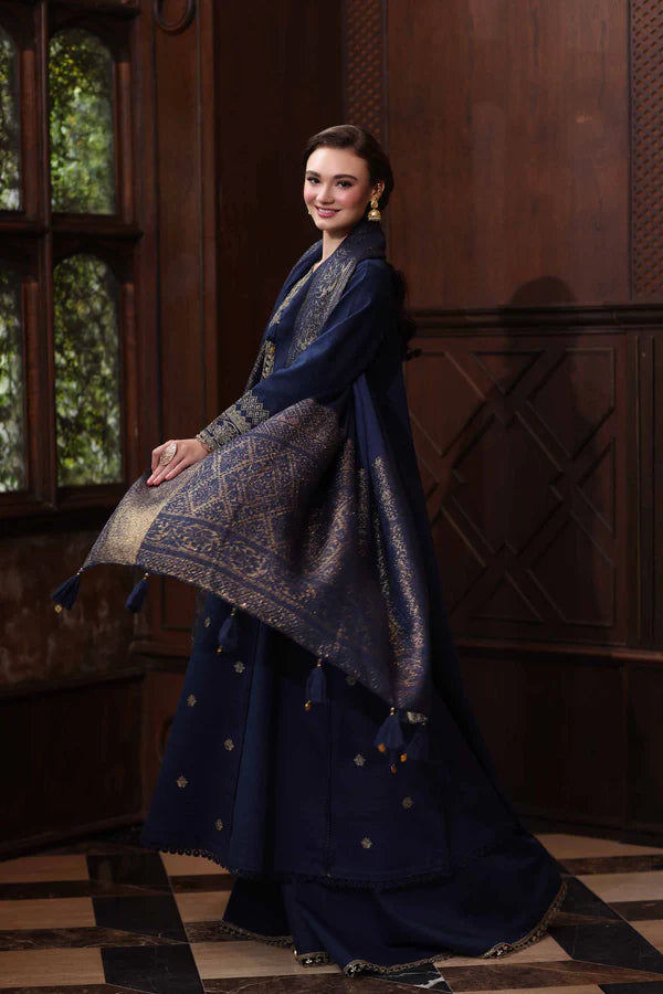 NAVY BLUE KHADDAR EMBROIDERED 3PC SUIT