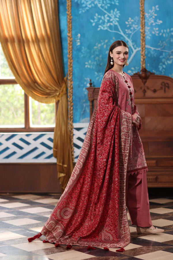 TEA PINK KARANDI EMBROIDERED 3PC SUIT