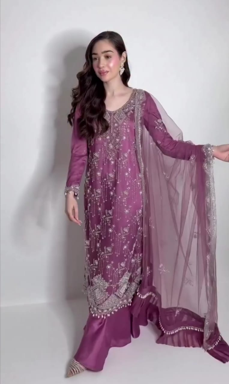 Regal Bloom Embroidered 3PC Outfit