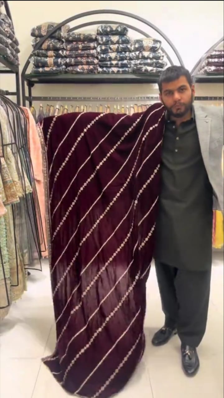 Velvet Bloom Premium Embroidered 3Pc Suit