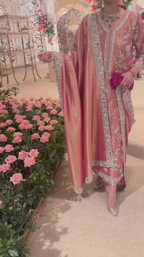 PEACH COLOR HEAVY EMBROIDERED SUIT