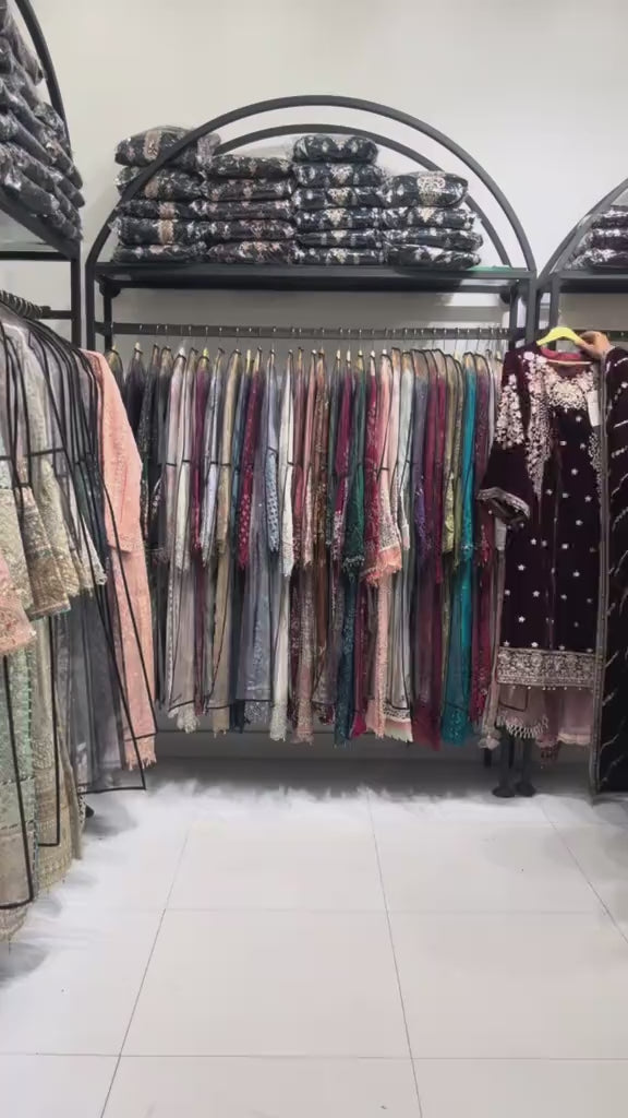 Velvet Bloom Premium Embroidered 3Pc Suit