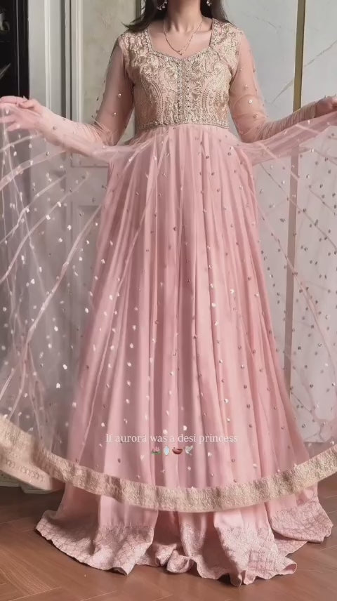 BABY PINK COLOR EMBROIDERED FROCK WITH SHAFOON DUPATTA