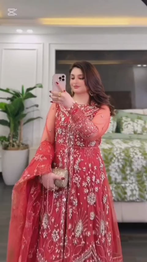 PEACH COLOR EMBROIDERED 3PC SUIT