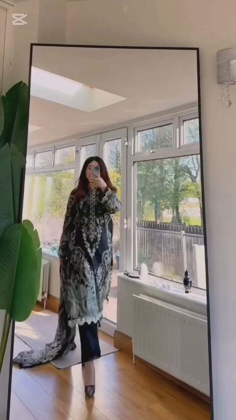 BLACK EMBROIDERED 3PC SUIT WITH SHAFOON DUPATTA