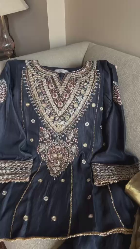 Black Embroidered Women Stitched Dress