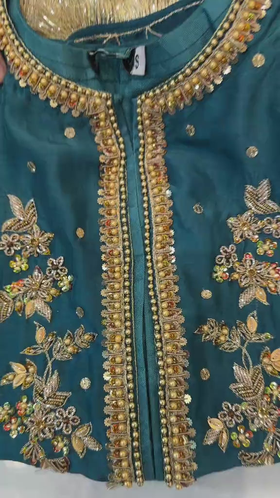 Green Embroidered 3pc Suit